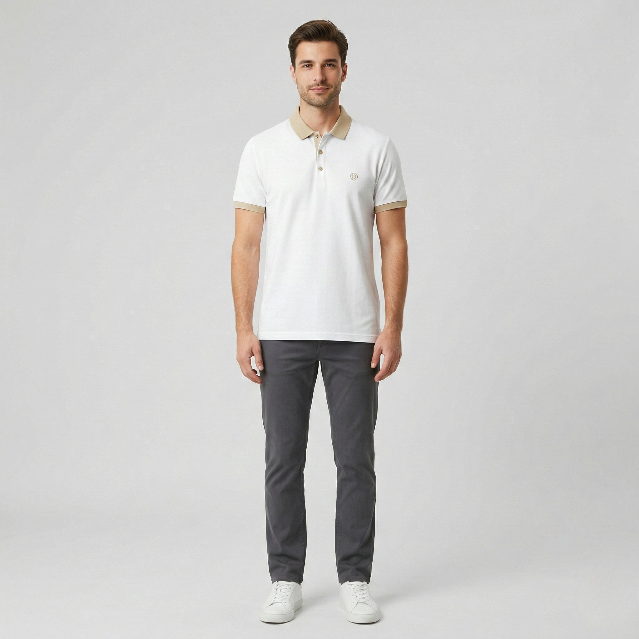 Men's Short-Sleeved Polo Shirt – Classic Collar Design in Cotton Blend