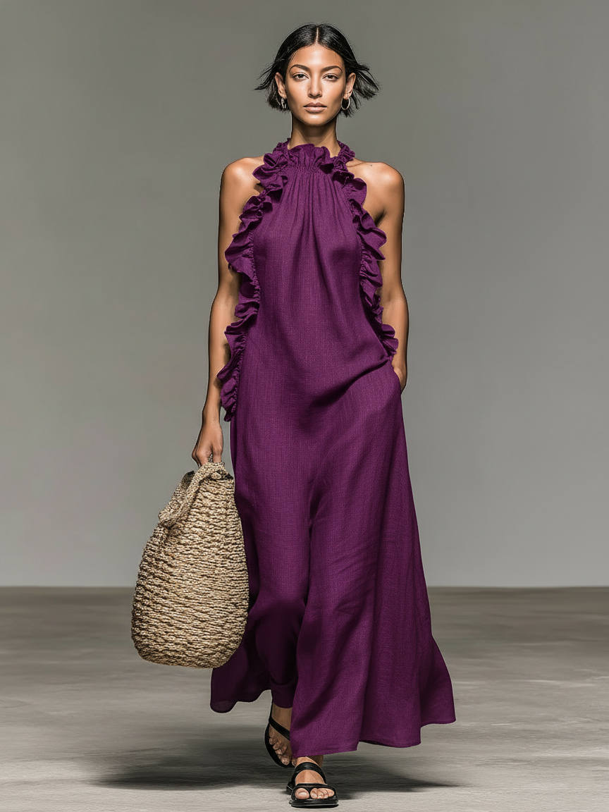 Ophelia | Linen Halter Maxi Dress