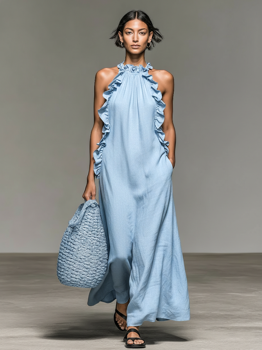 Ophelia | Linen Halter Maxi Dress
