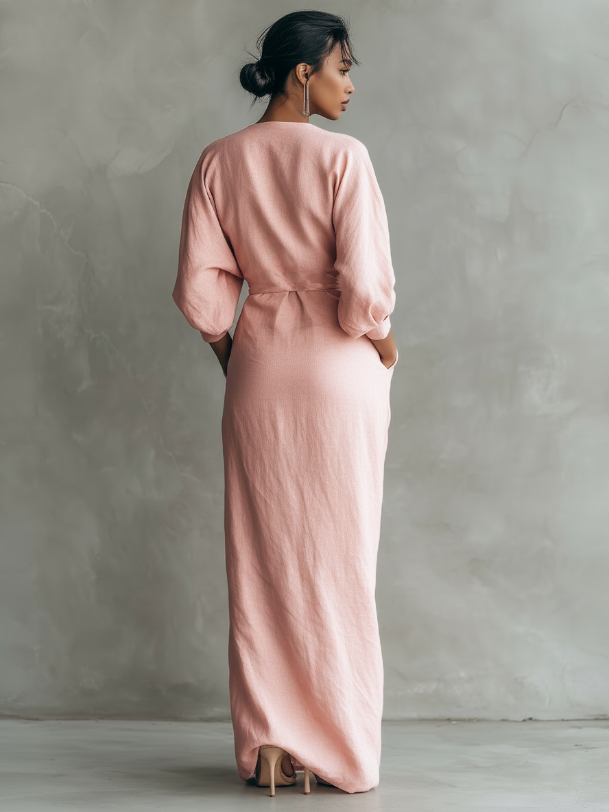Ophelia | Linen Blend Wrap Maxi Dress