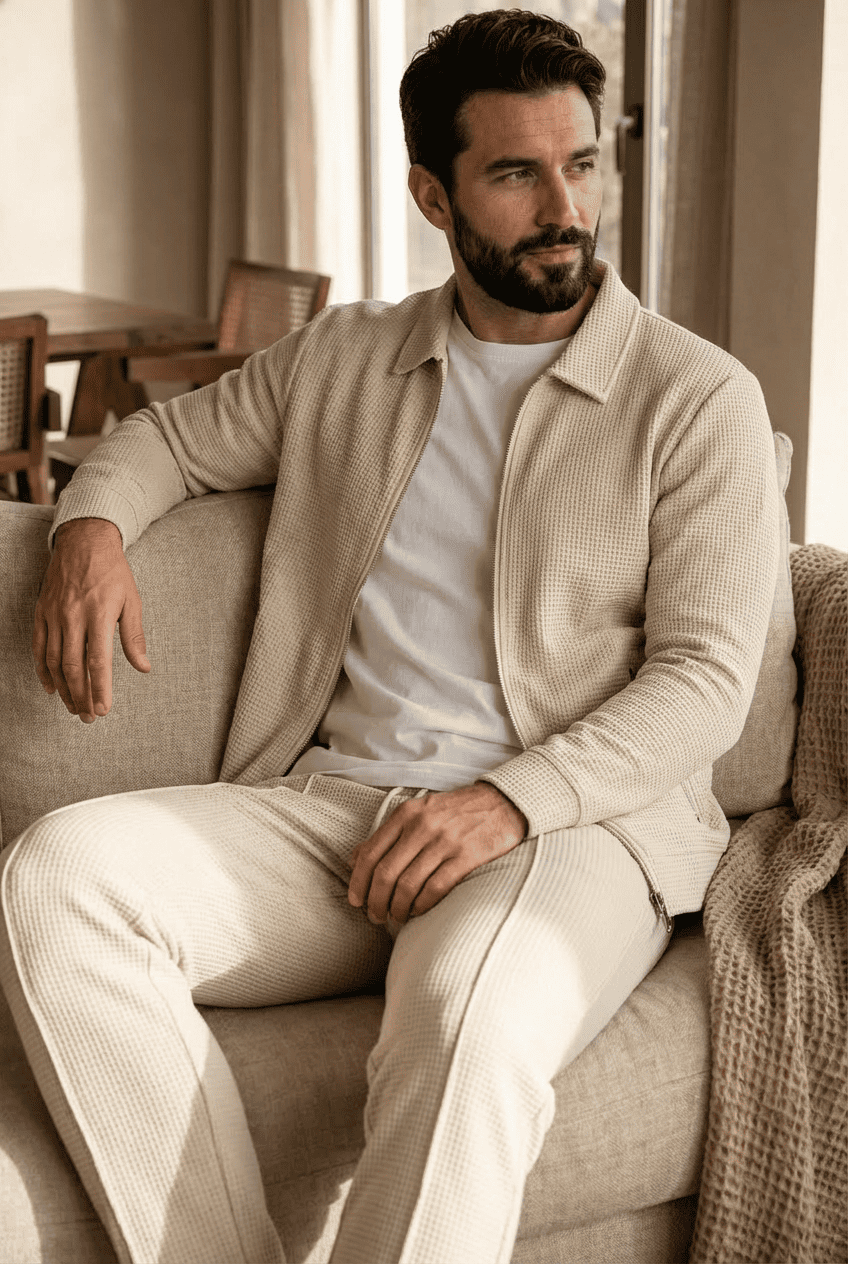 Kieran | Men's Casual Waffle Knit Two Piece Set