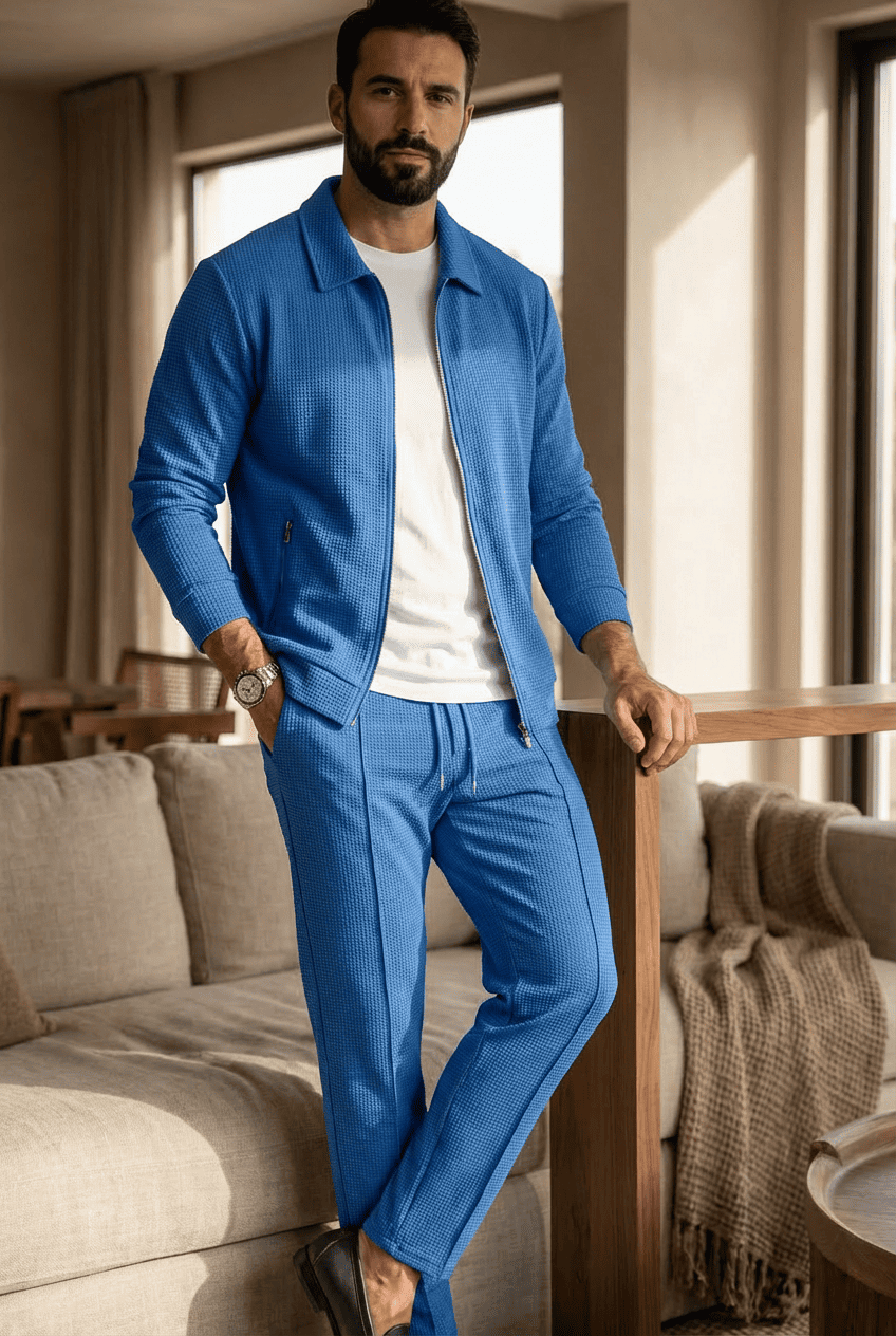 Kieran | Men's Casual Waffle Knit Two Piece Set