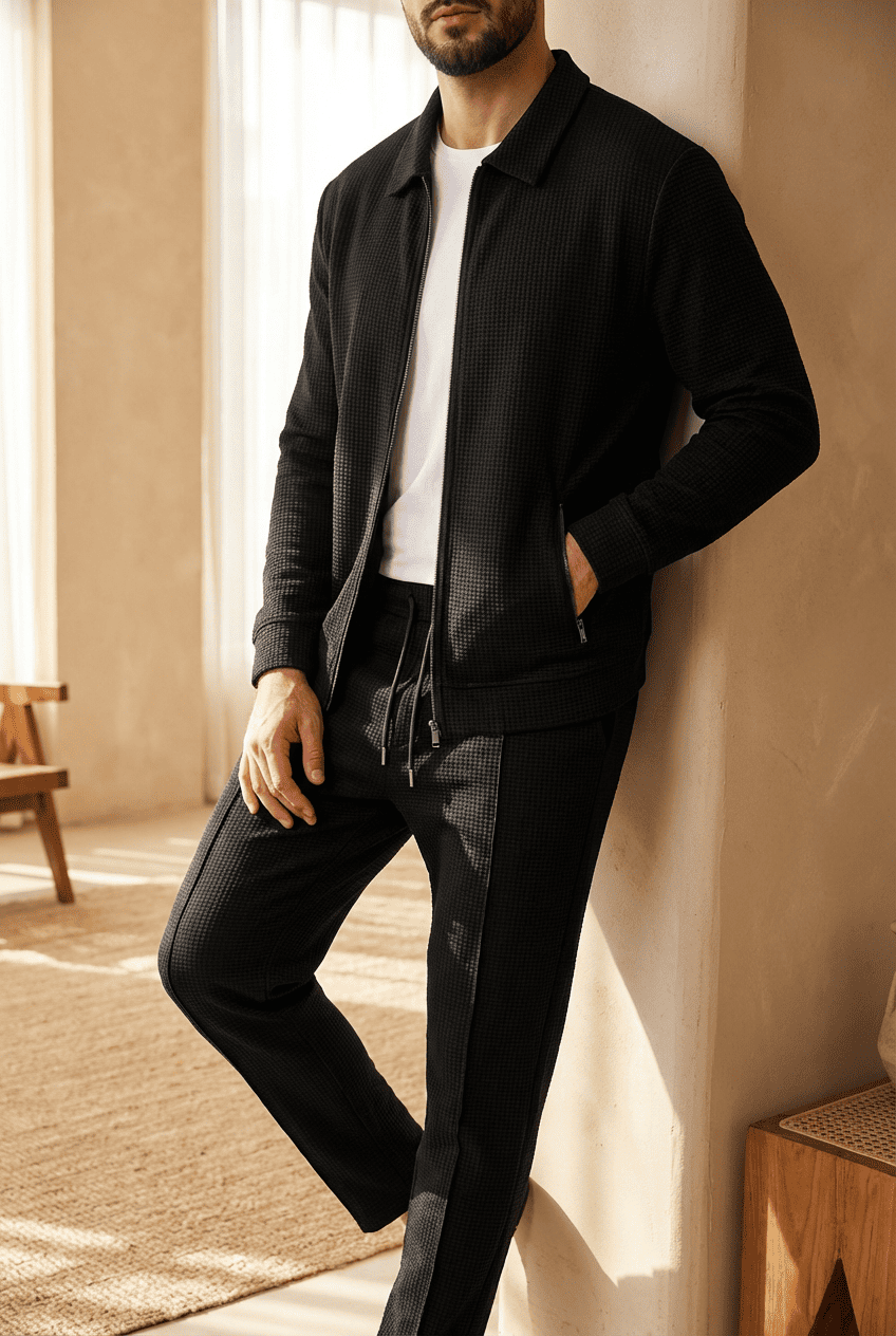 Kieran | Men's Casual Waffle Knit Two Piece Set