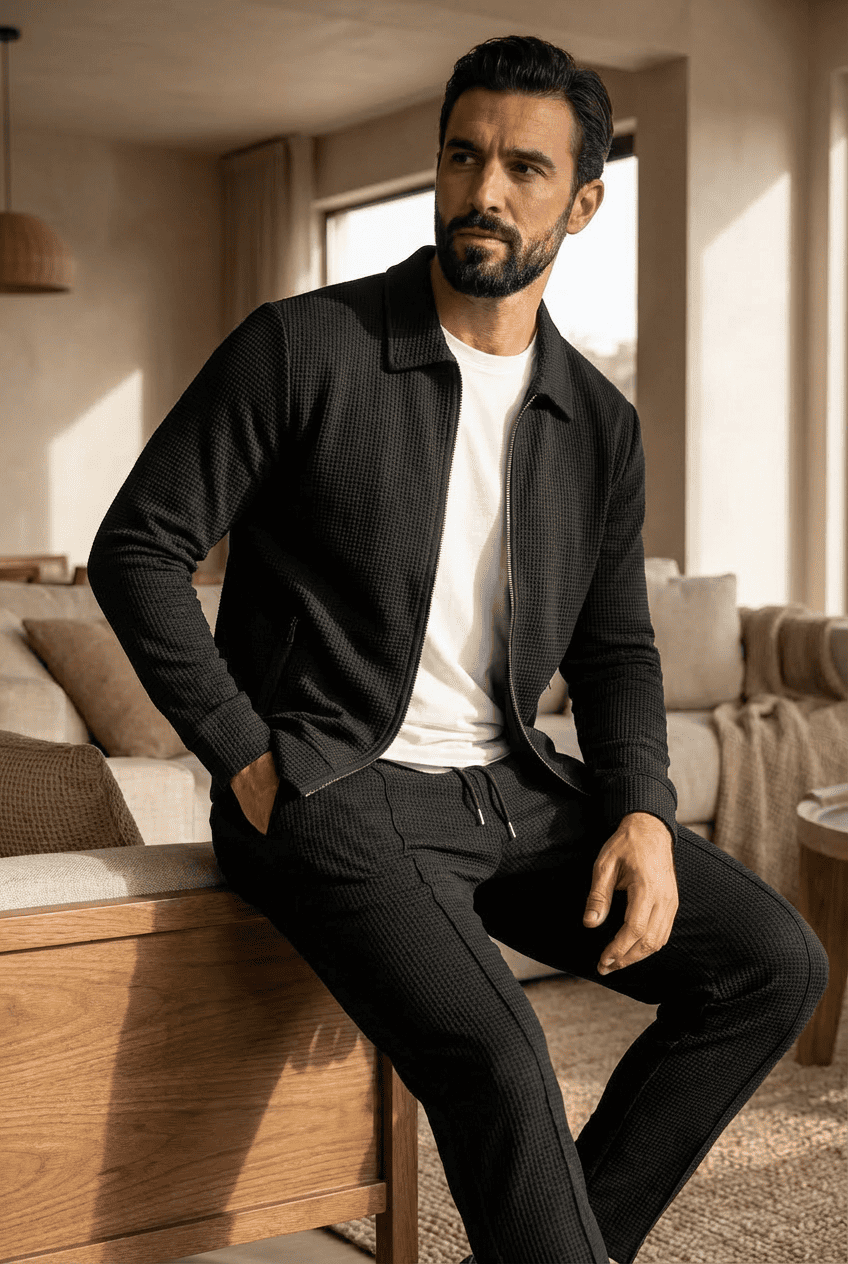 Kieran | Men's Casual Waffle Knit Two Piece Set