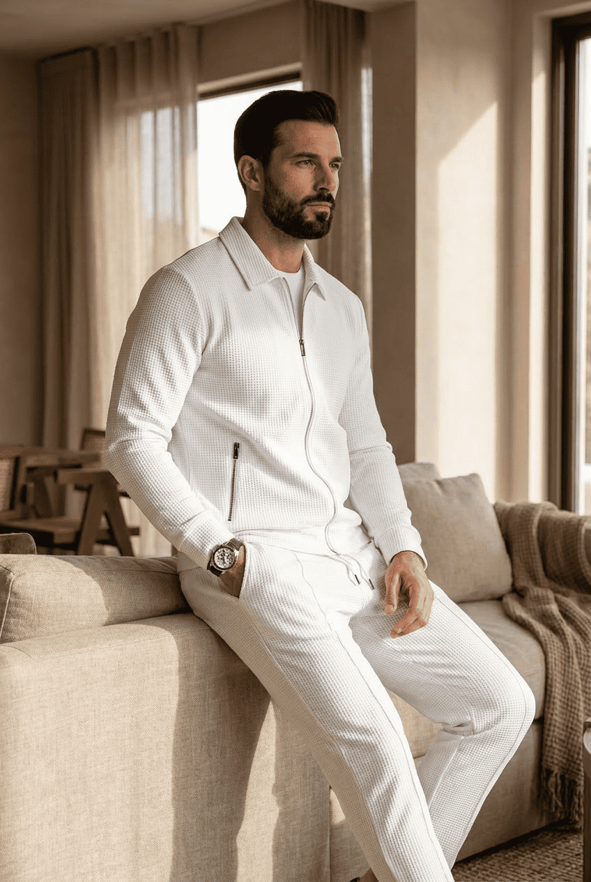 Kieran | Men's Casual Waffle Knit Two Piece Set