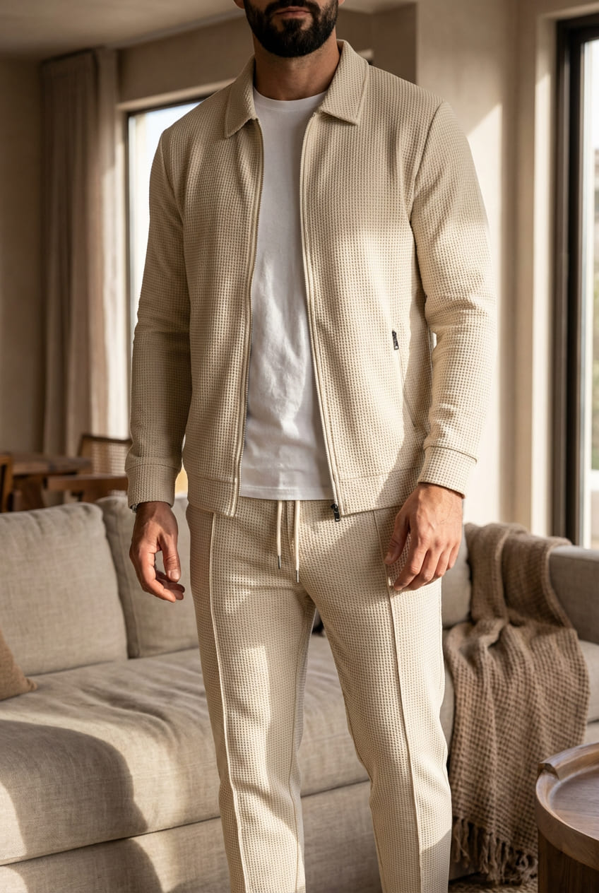 Kieran | Men's Casual Waffle Knit Two Piece Set