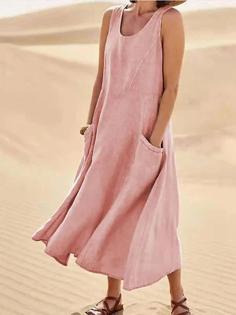 Celestine | Effortless Cotton Linen Midi Dress