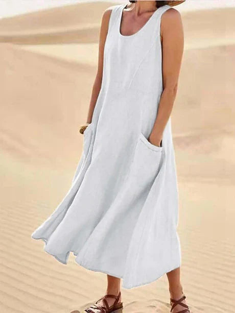 Celestine | Effortless Cotton Linen Midi Dress