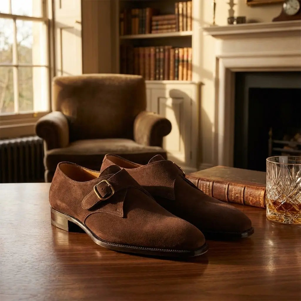 Thaddeus | Men's Classic Suede Monk Strap Shoes