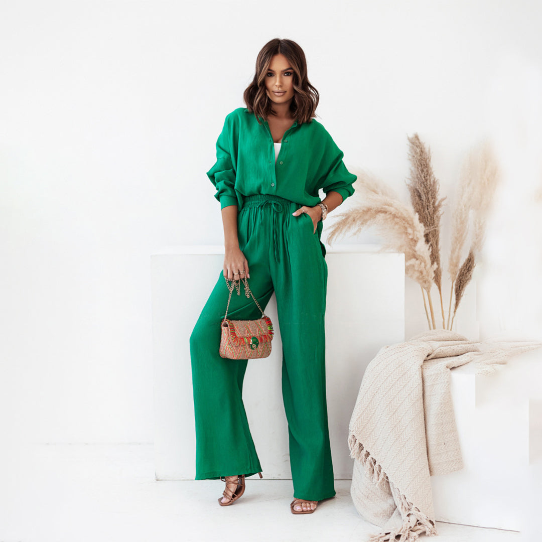 Ophelia | Casual Oversized Shirt Wide Leg Set
