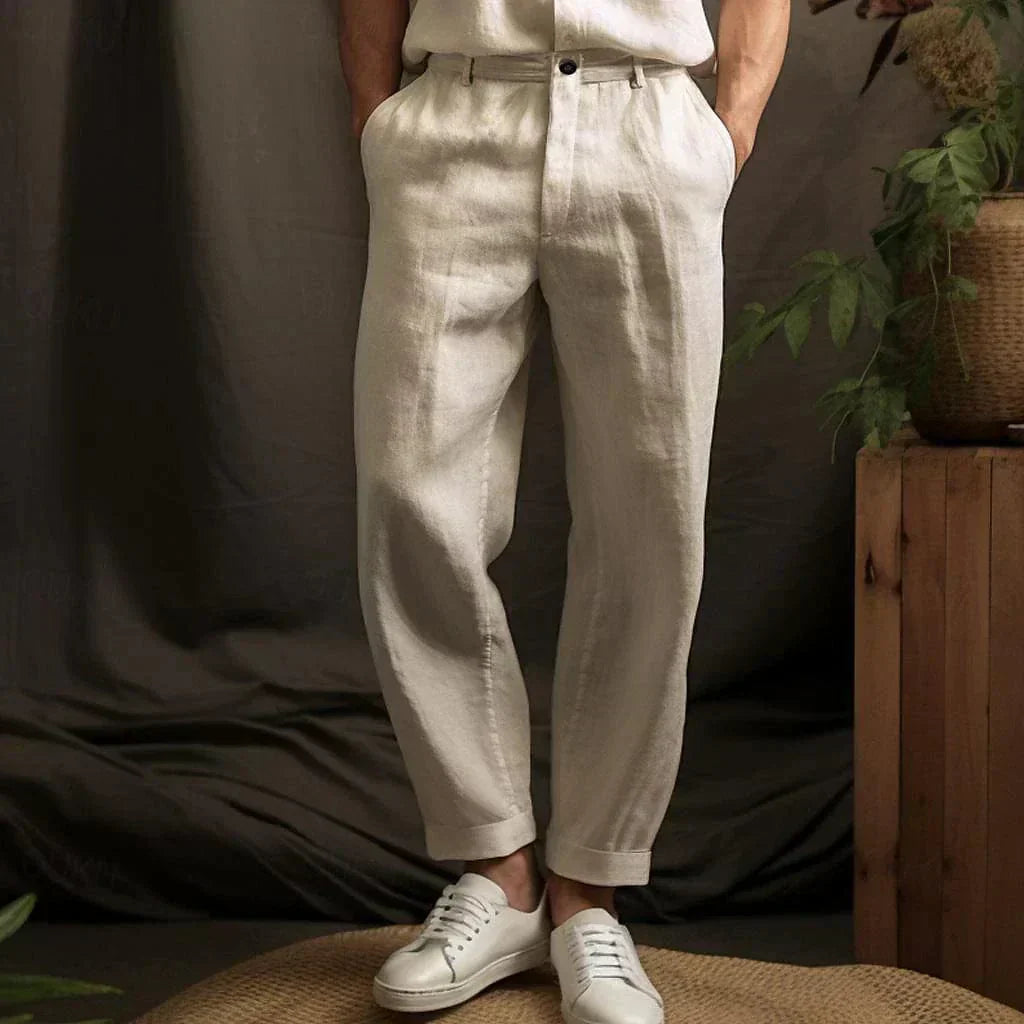 Thaddeus | Men's Casual Linen Wide Leg Pants