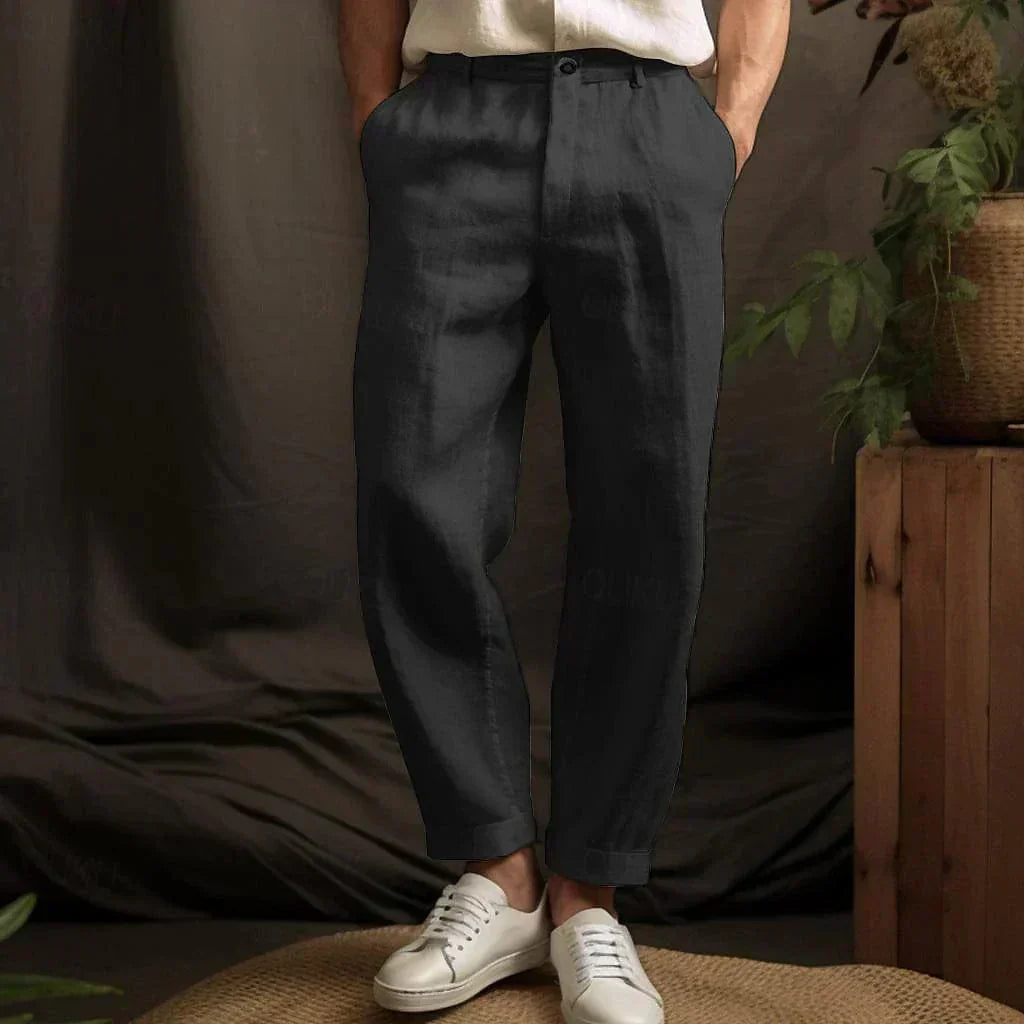 Thaddeus | Men's Casual Linen Wide Leg Pants