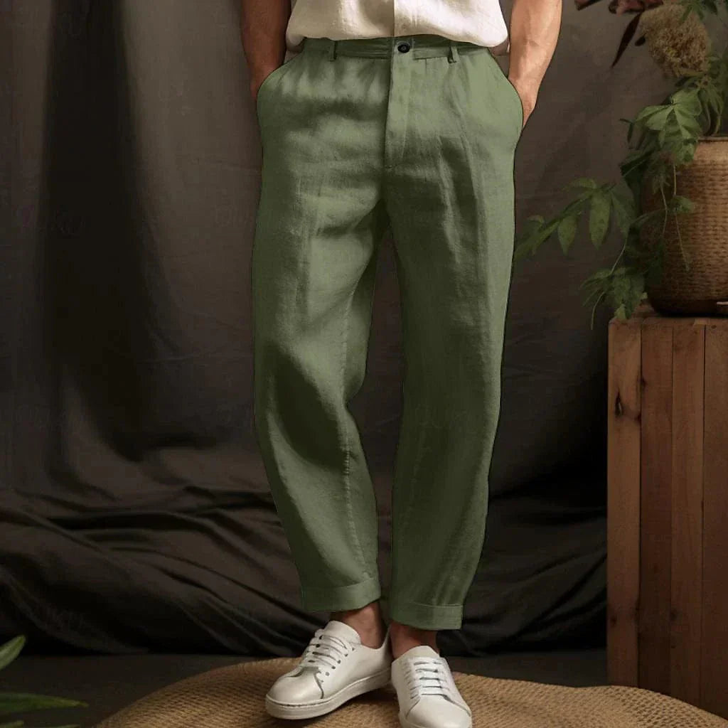 Thaddeus | Men's Casual Linen Wide Leg Pants