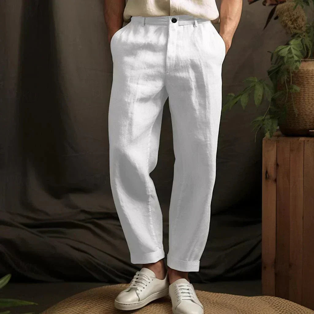 Thaddeus | Men's Casual Linen Wide Leg Pants