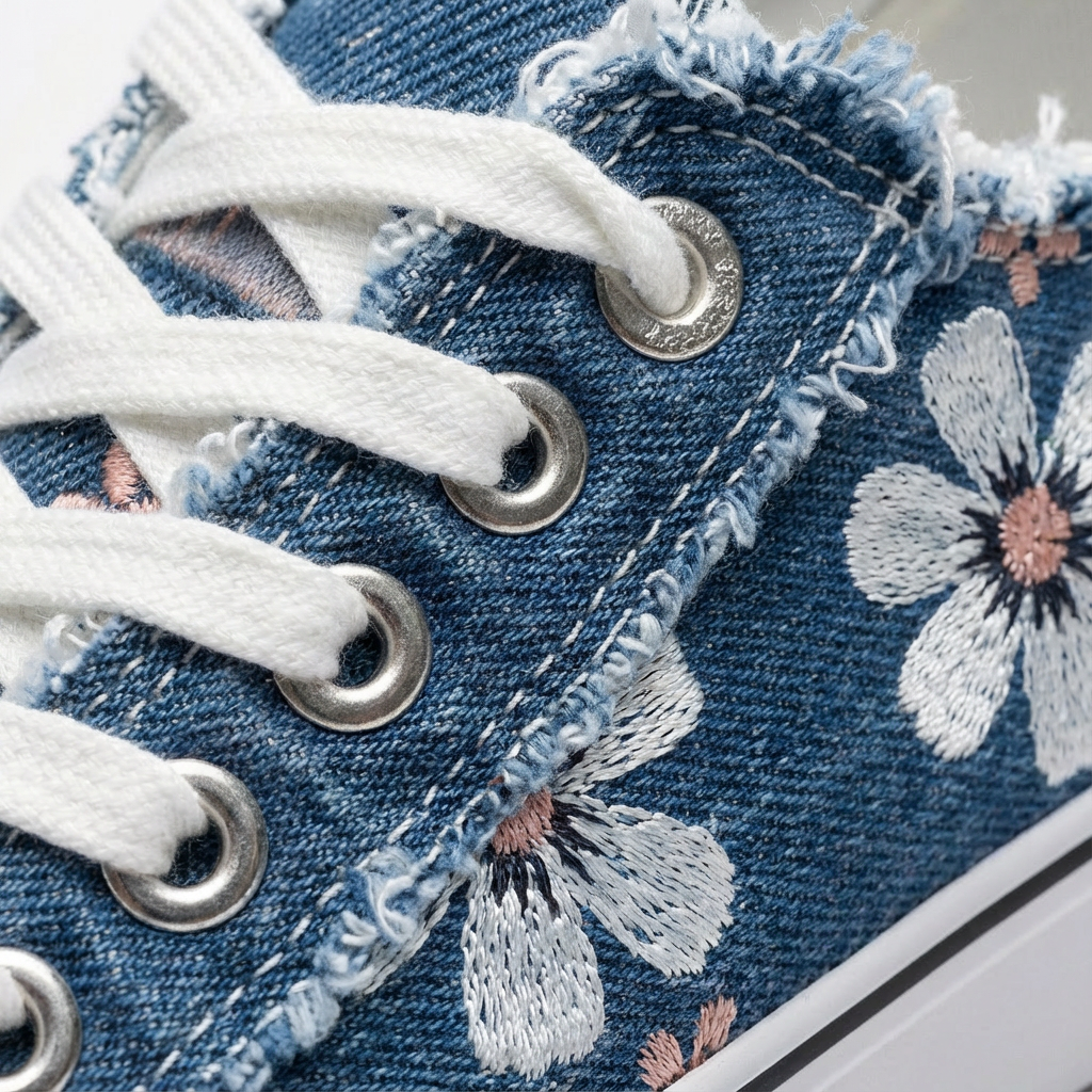 Primrose | Casual Floral Embroidered Denim Sneakers