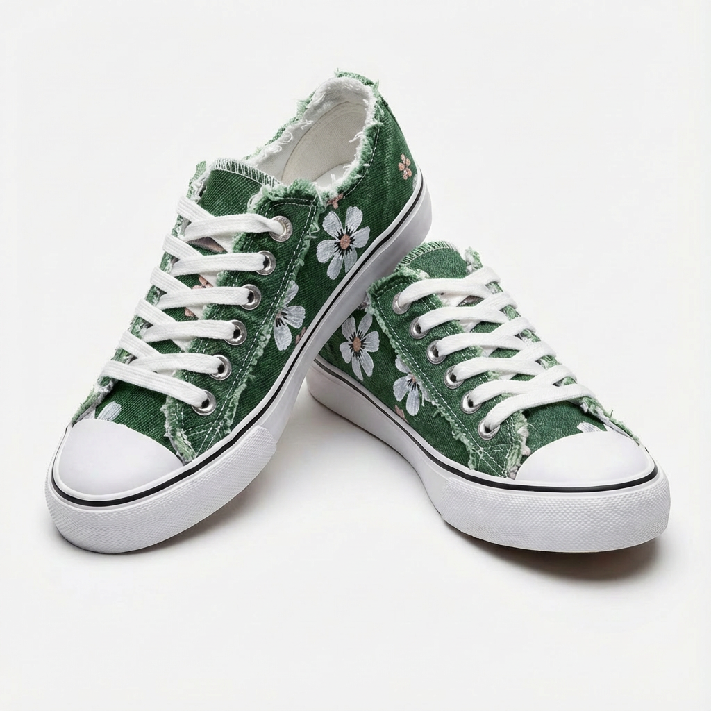 Primrose | Casual Floral Embroidered Denim Sneakers