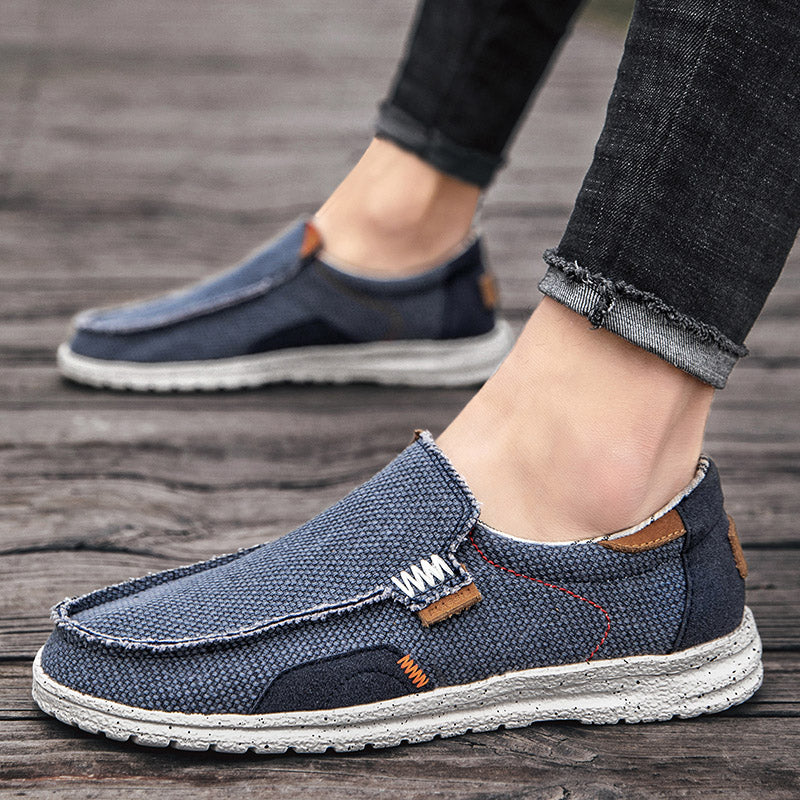 Men's Casual Canvas Loafers with Classic Slip-On Design and Structured Sole