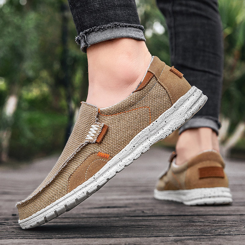 Men's Casual Canvas Loafers with Classic Slip-On Design and Structured Sole