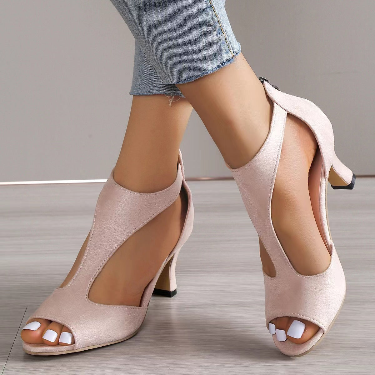 Luminae | Effortless Cutout Peep Toe Kitten Heels
