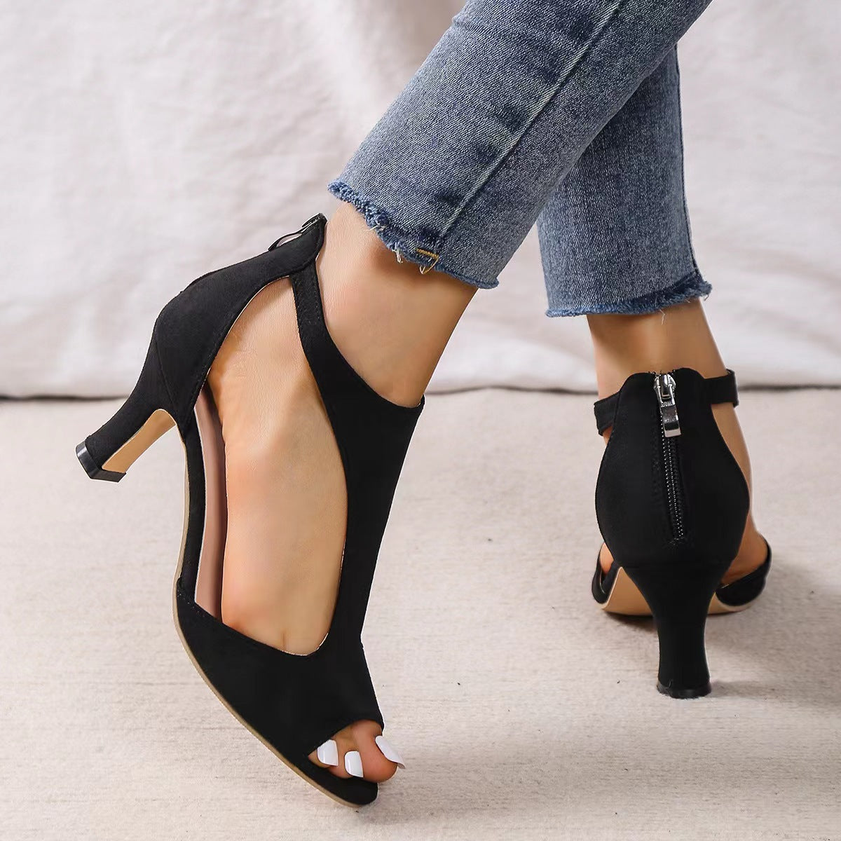 Luminae | Effortless Cutout Peep Toe Kitten Heels
