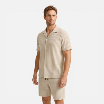 Caspian | Men's Two-Piece Set Ribbed Knit Short Sleeve