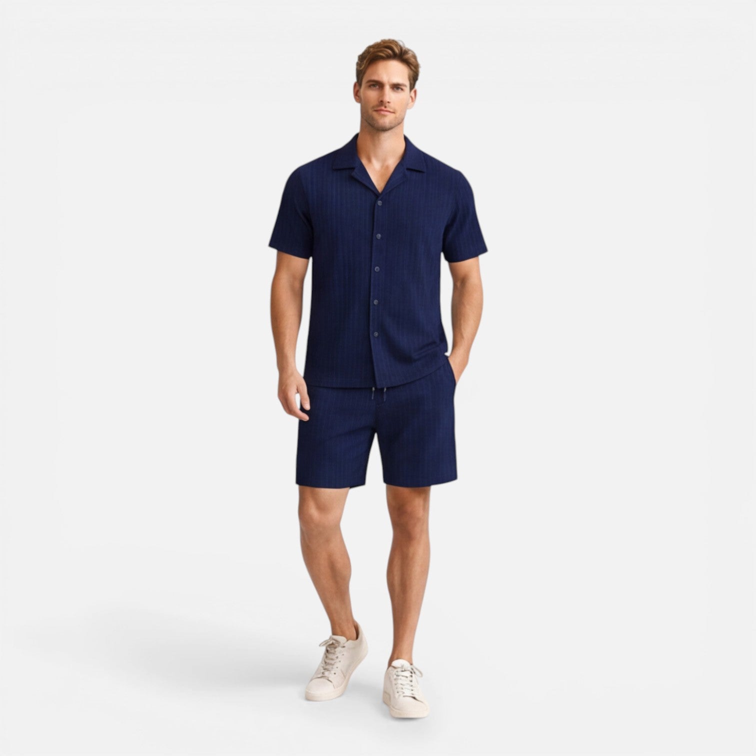 Caspian | Men's Two-Piece Set Ribbed Knit Short Sleeve