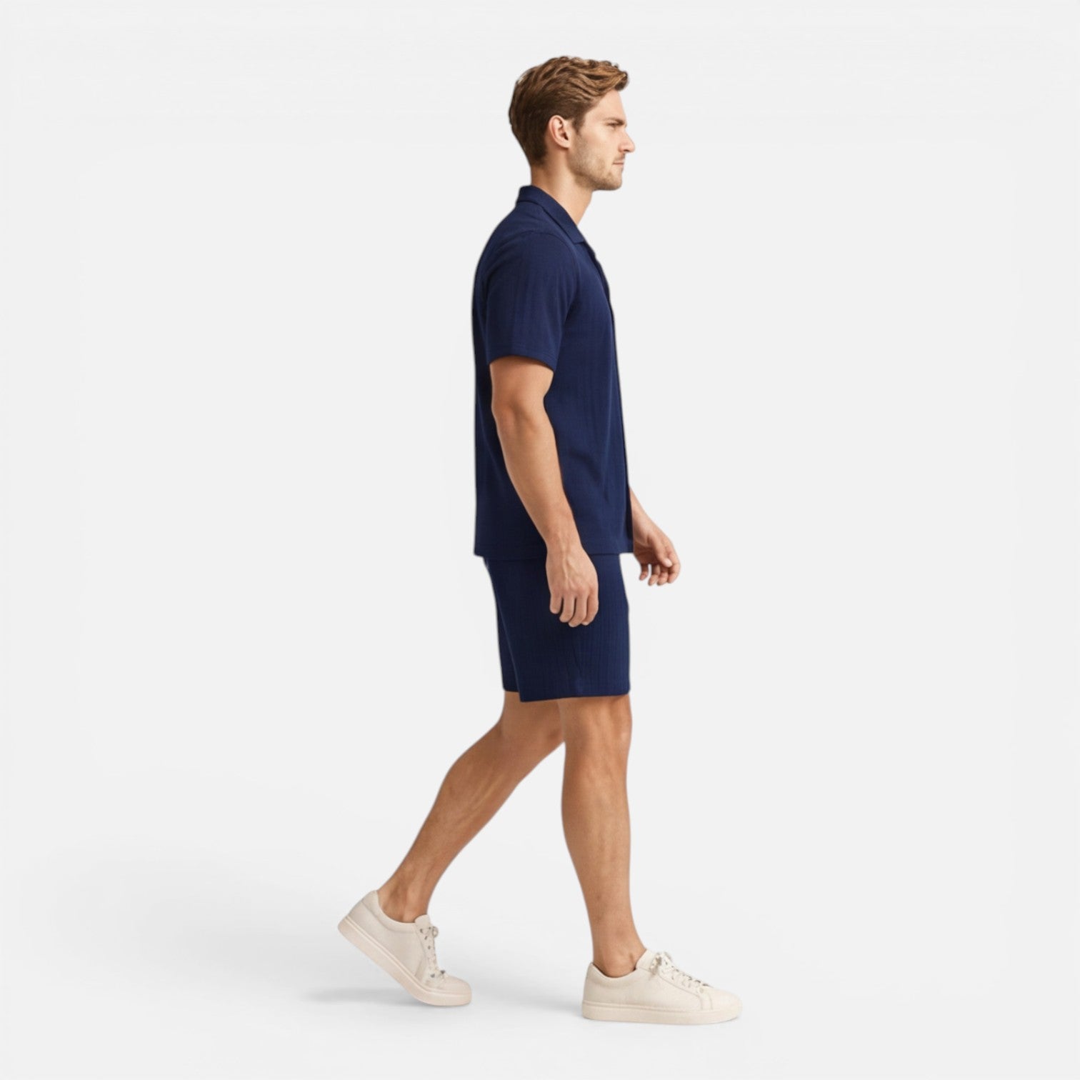 Caspian | Men's Two-Piece Set Ribbed Knit Short Sleeve