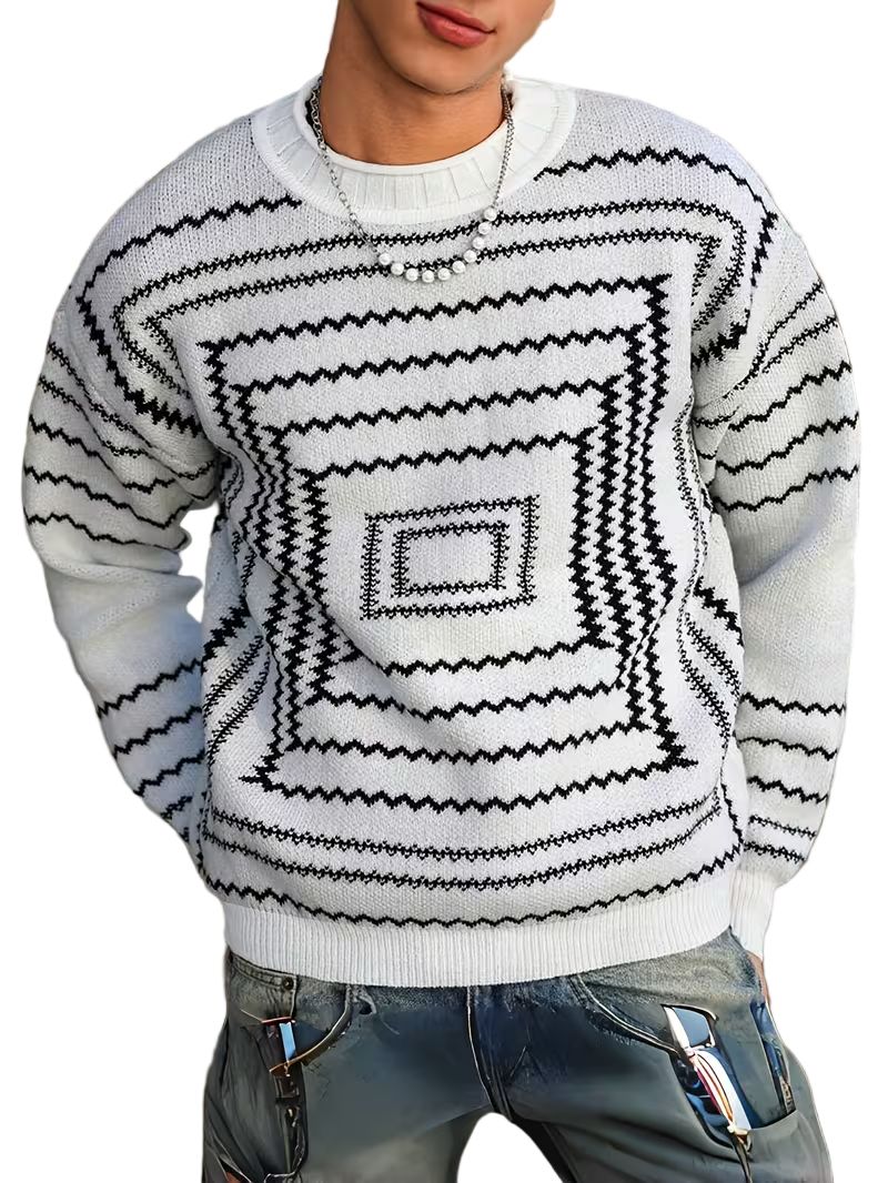 Men's Geometric Pattern Knit Sweater
