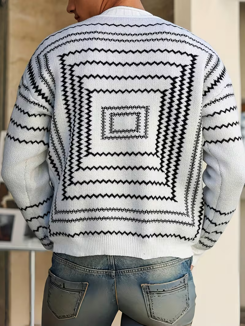 Men's Geometric Pattern Knit Sweater
