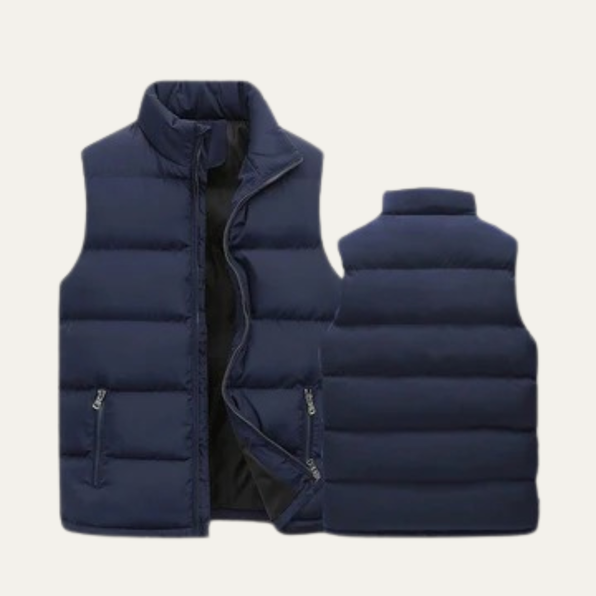 Men’s Padded Puffer Vest with High Neck and Zip Front