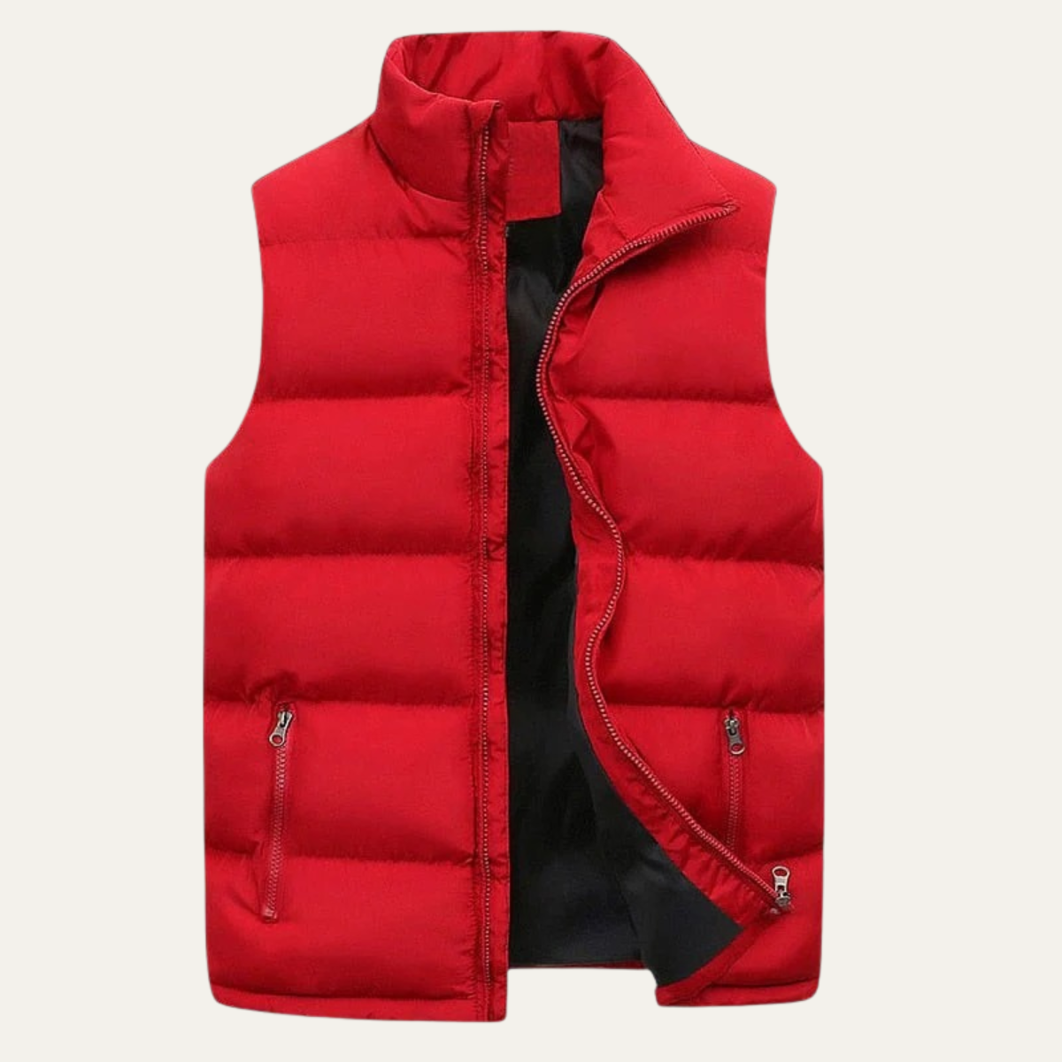 Men’s Padded Puffer Vest with High Neck and Zip Front