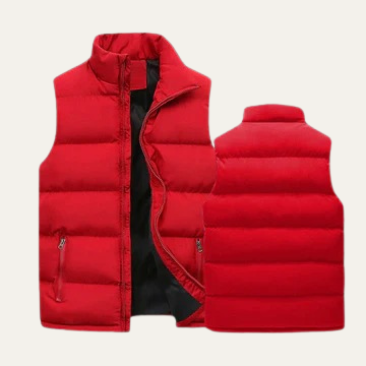 Men’s Padded Puffer Vest with High Neck and Zip Front