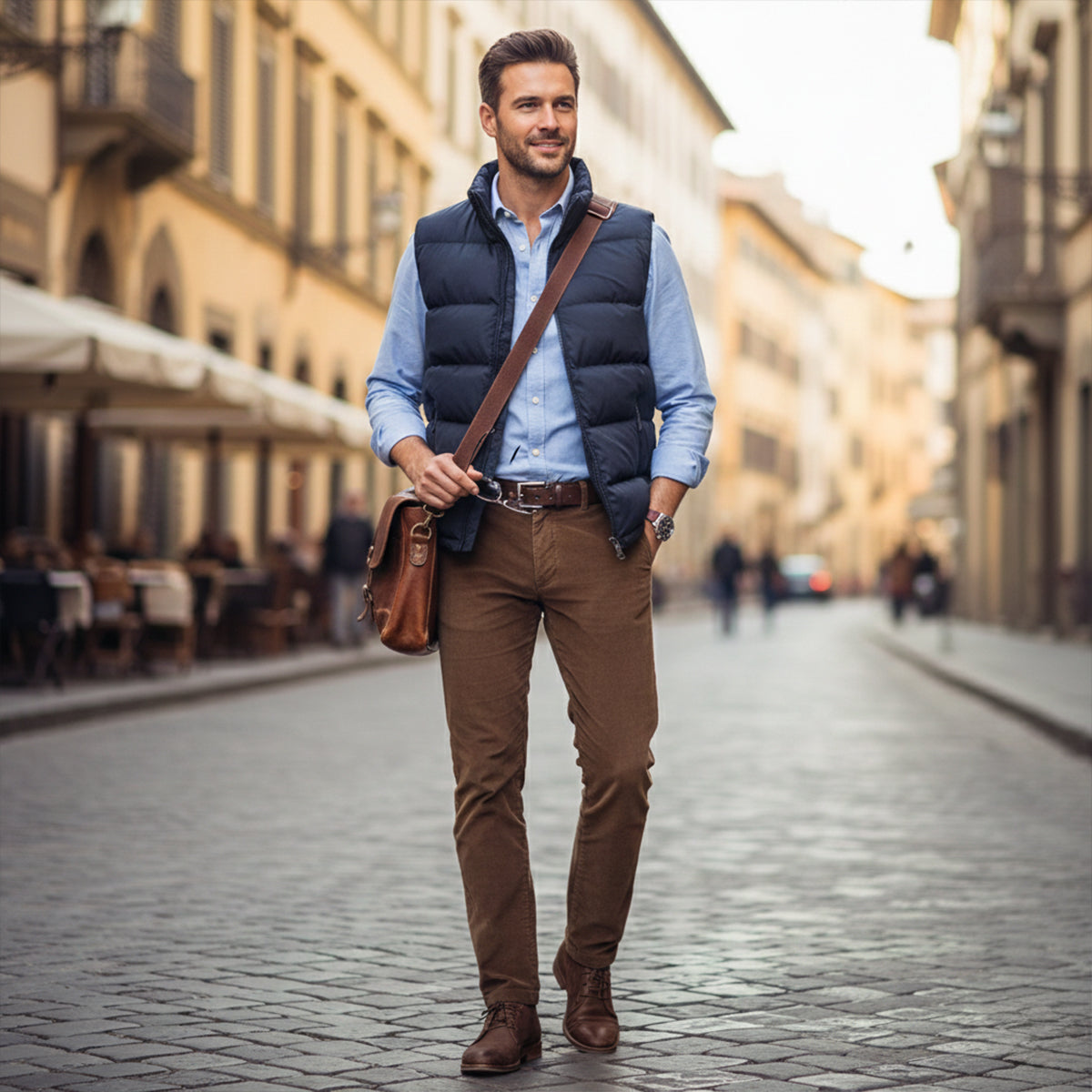 Men’s Padded Puffer Vest with High Neck and Zip Front