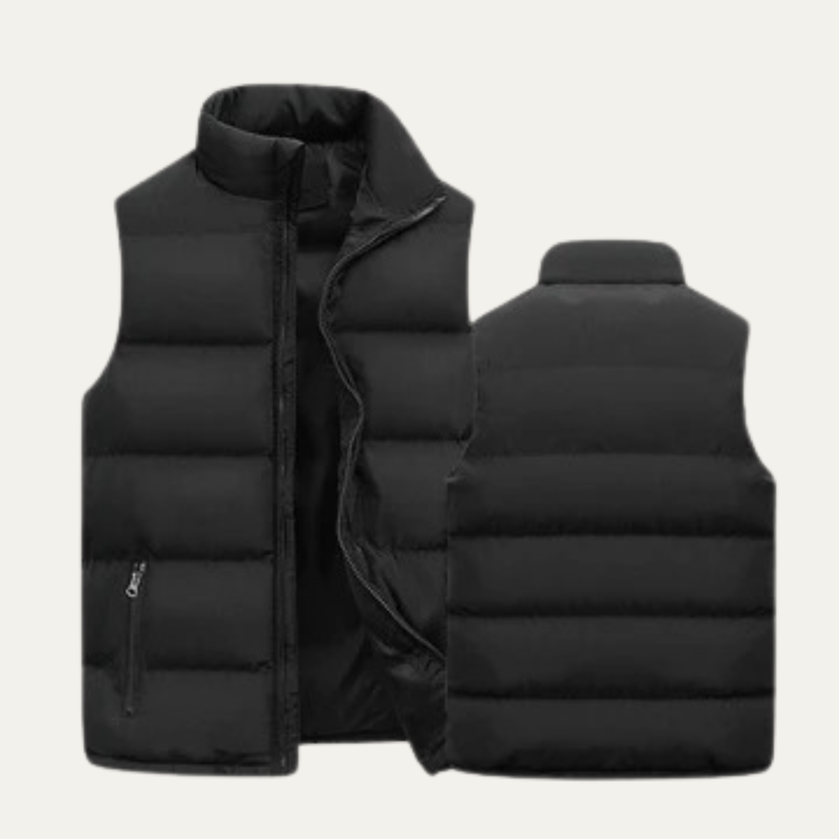 Men’s Padded Puffer Vest with High Neck and Zip Front