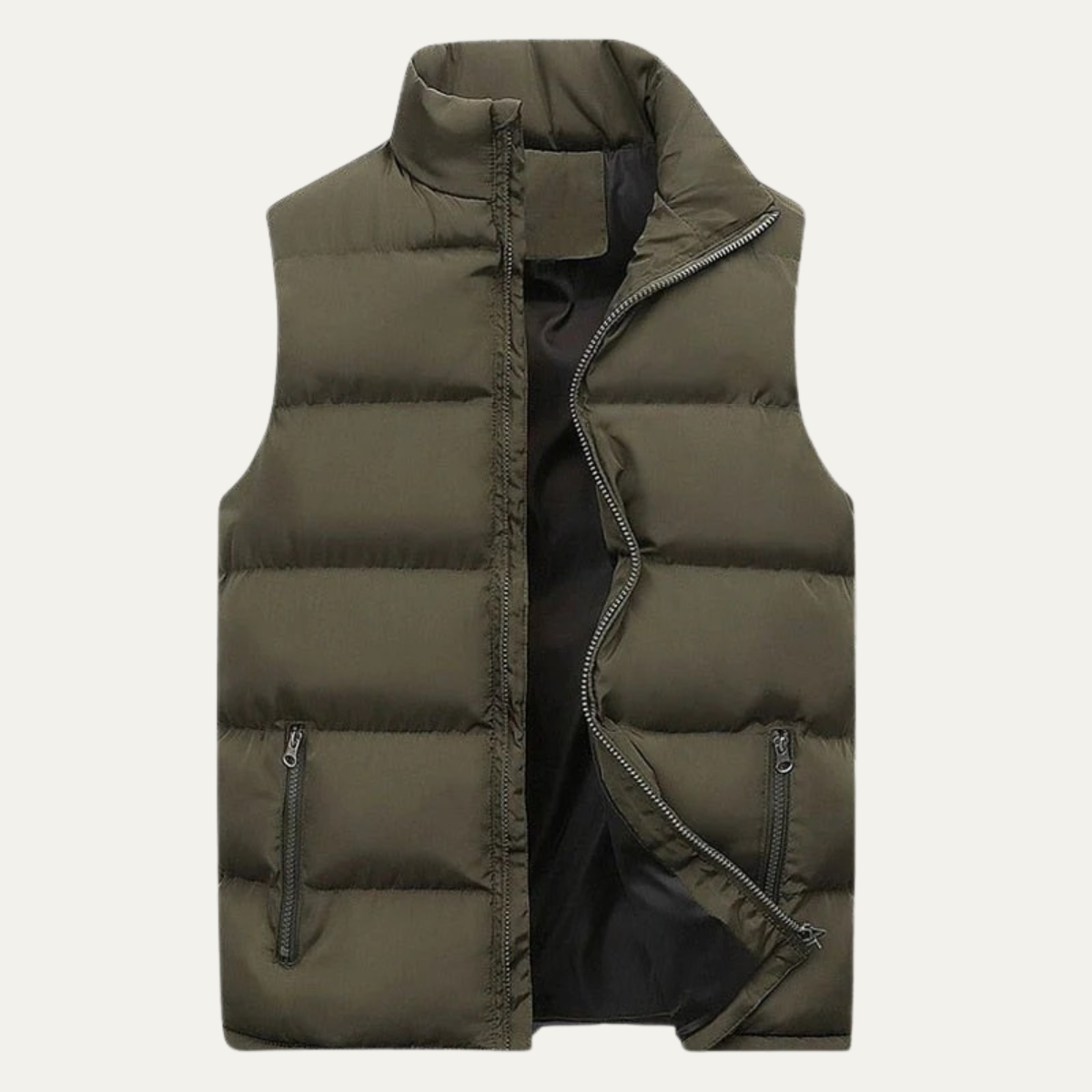 Men’s Padded Puffer Vest with High Neck and Zip Front
