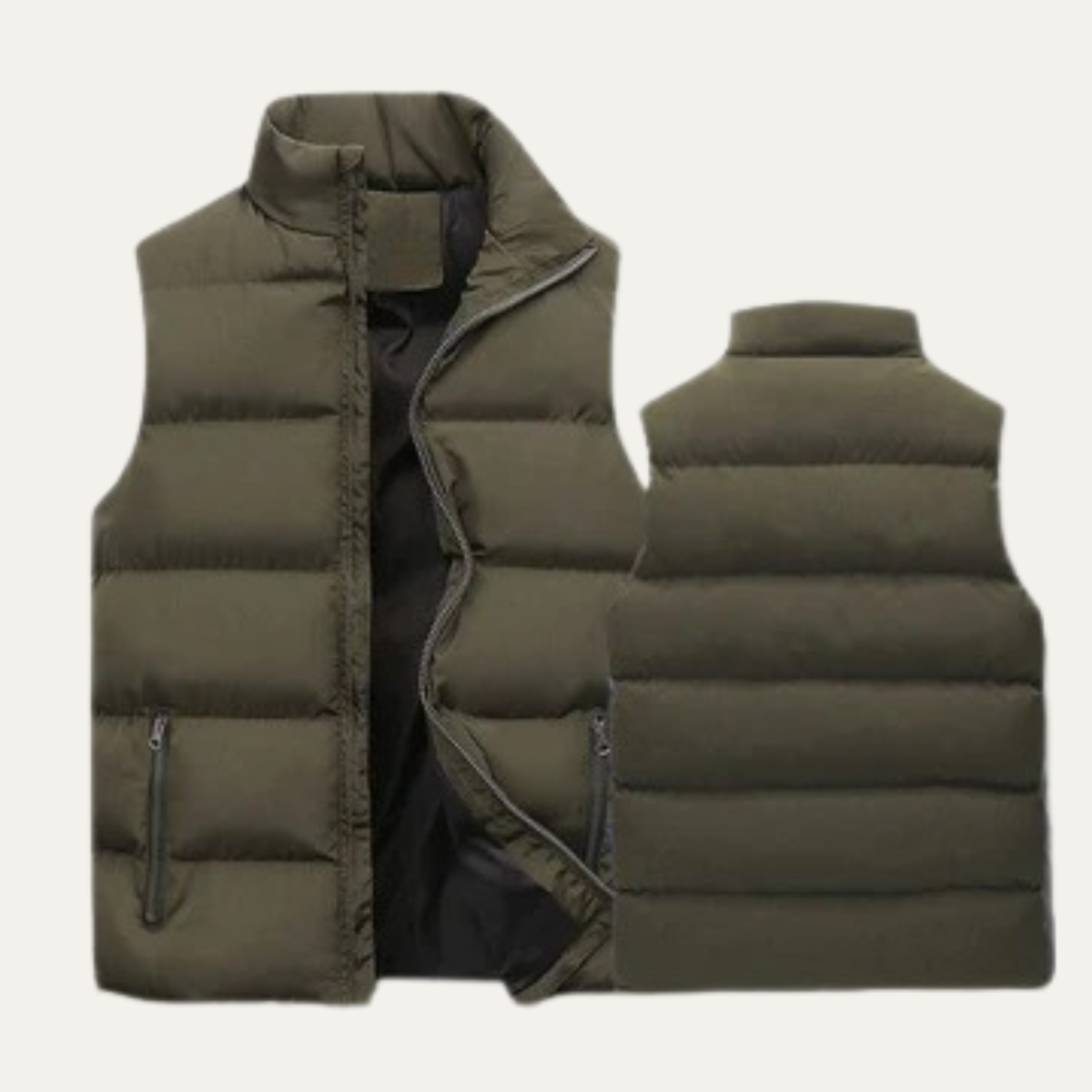 Men’s Padded Puffer Vest with High Neck and Zip Front