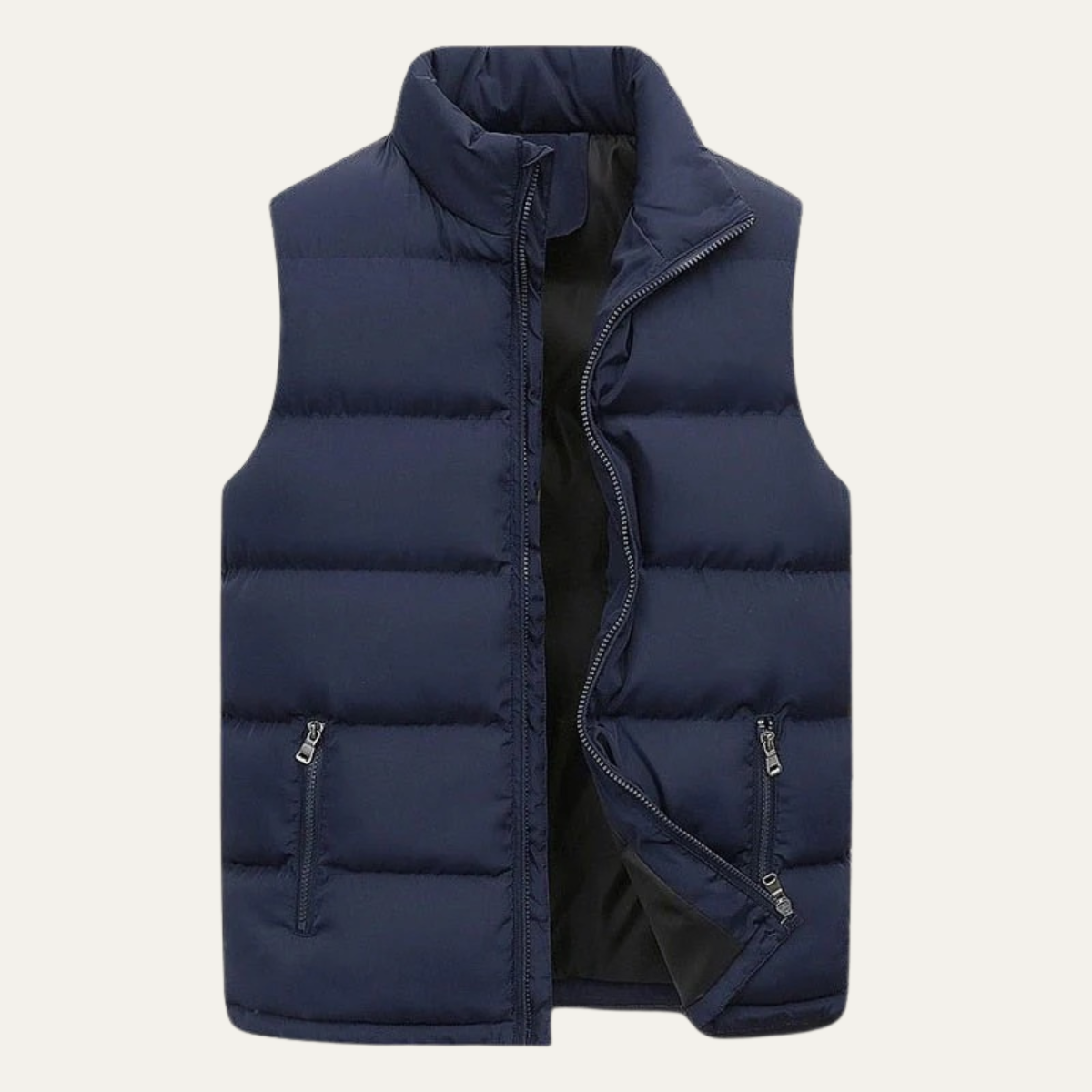 Men’s Padded Puffer Vest with High Neck and Zip Front