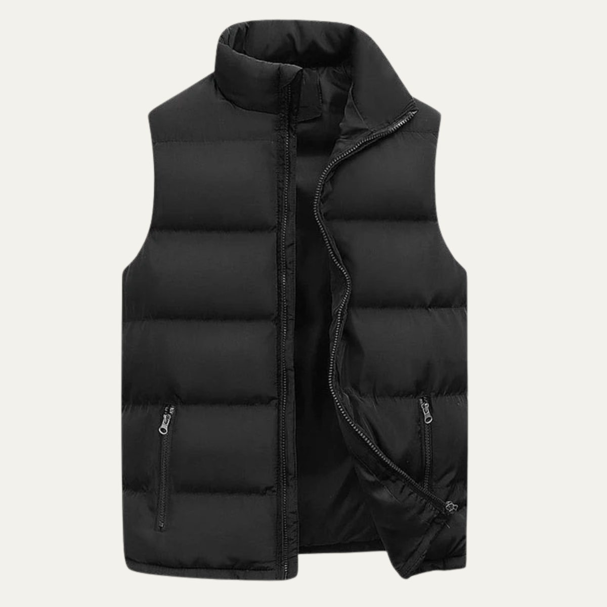 Men’s Padded Puffer Vest with High Neck and Zip Front