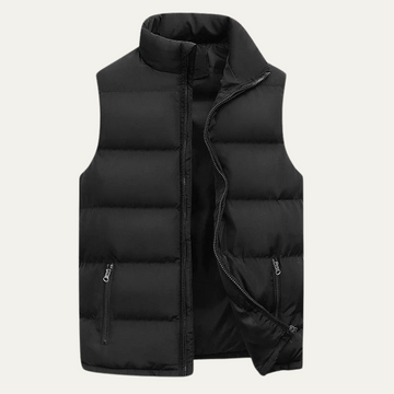 Men’s Padded Puffer Vest with High Neck and Zip Front