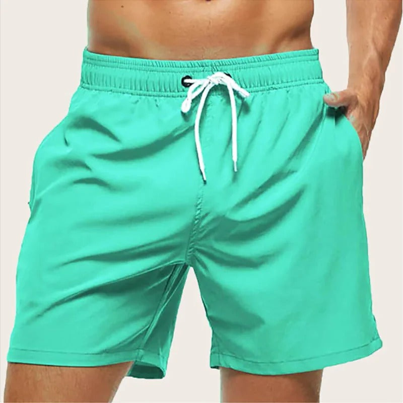 Men's Quick-Dry Swim Shorts - Elastic Waistband with Side Pockets