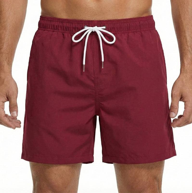 Men's Quick-Dry Swim Shorts - Elastic Waistband with Side Pockets