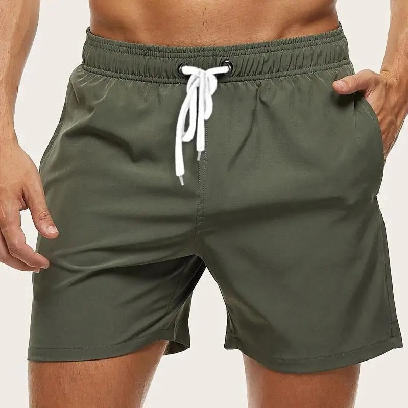 Men's Quick-Dry Swim Shorts - Elastic Waistband with Side Pockets