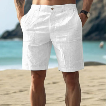 Men's Casual Shorts with Button Closure and Side Pockets