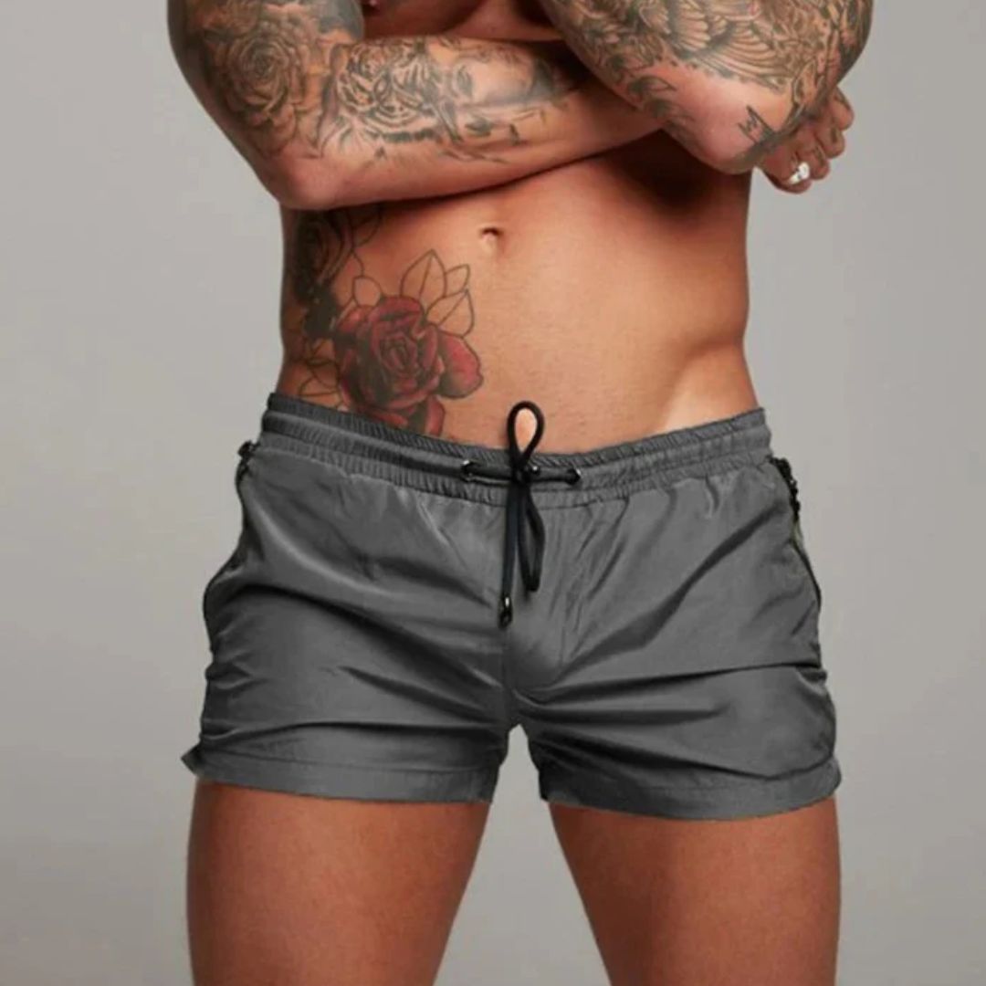Men’s Casual Swim Shorts with Zip Pocket Design and Adjustable Waistband
