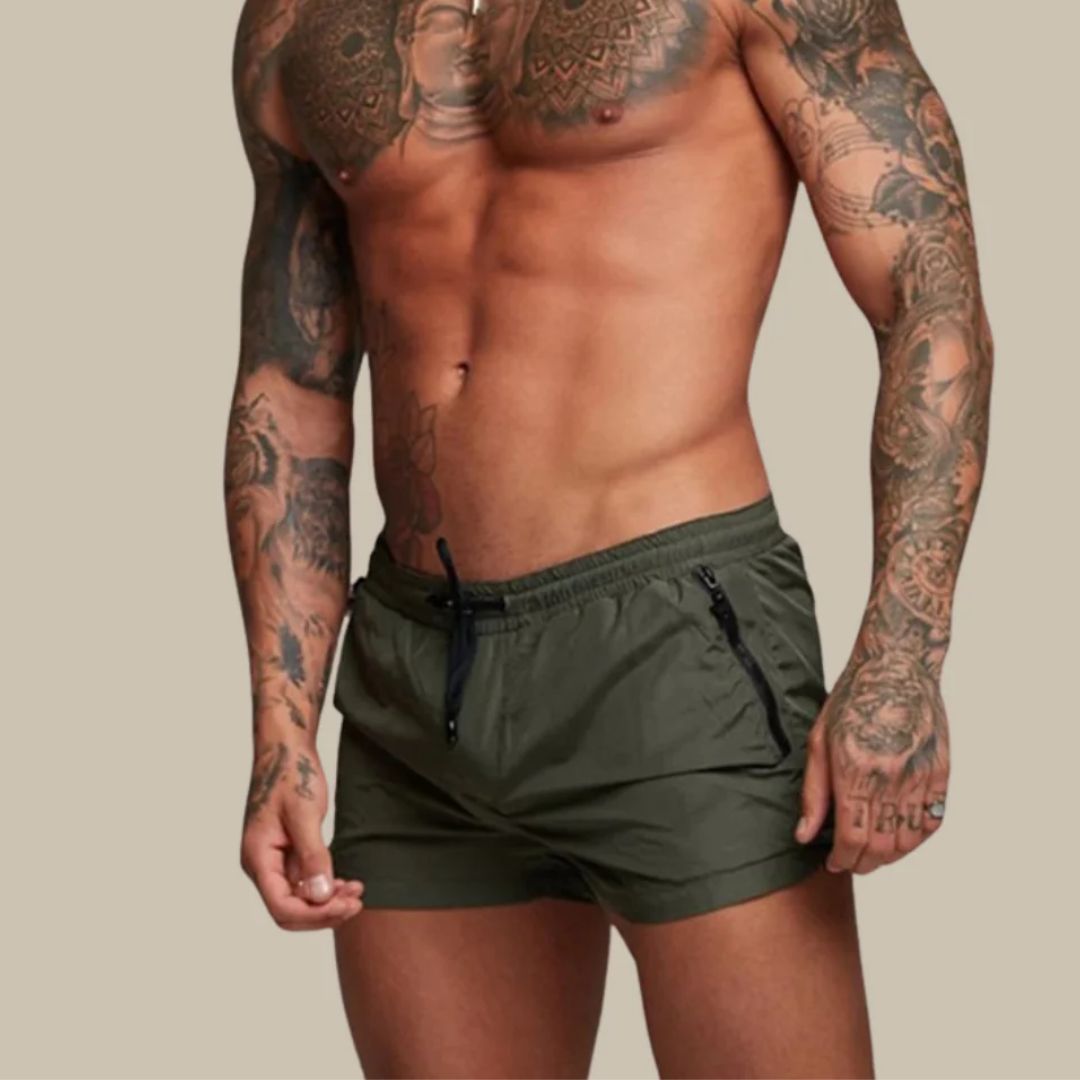 Men’s Casual Swim Shorts with Zip Pocket Design and Adjustable Waistband