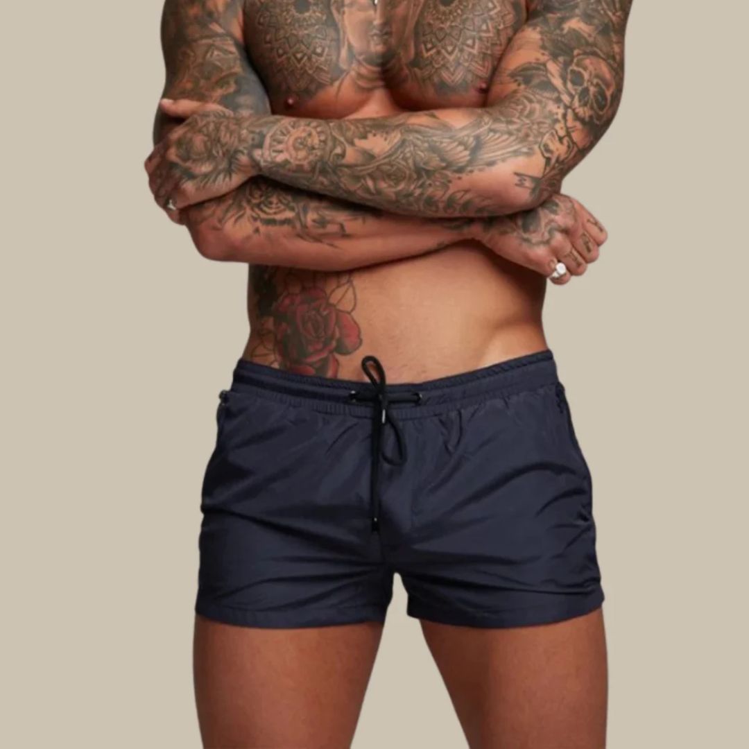 Men’s Casual Swim Shorts with Zip Pocket Design and Adjustable Waistband