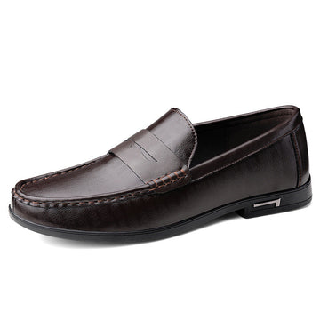 Men's Penny Loafers - Slip-On Moc-Toe Low Stacked Heel