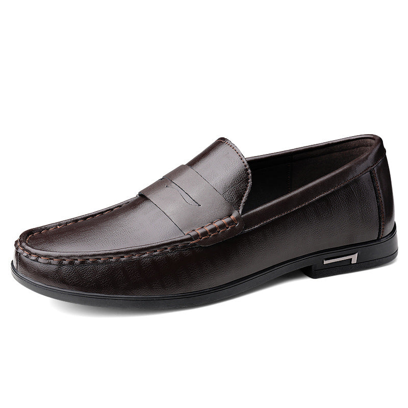 Men's Penny Loafers - Slip-On Moc-Toe Low Stacked Heel