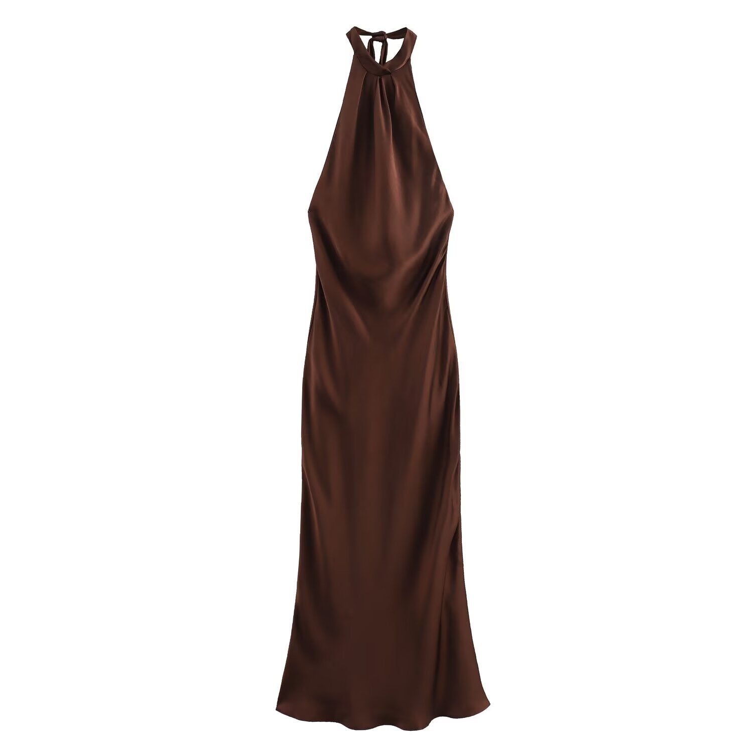Sienna | Elegant Satin Halter Midi Dress