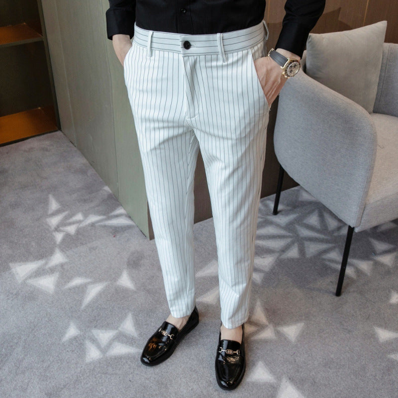Aldric | Men's Slim Fit Pinstripe Dress Trousers